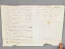 Lettre adressée depuis Vevey (Suisse) à Monsieur de La Cuisine Conseiller de Sa Majesté à la cour Royale de Dijon Chevalier de l'Ordre Royal de la ...