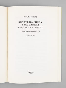 Sonate da Chiesa et da Camera a due, tre e a quattro. Libro terzo - Opera XXII. Venezia 1655 (4 Volumes - Complet). MARINI, Biagio