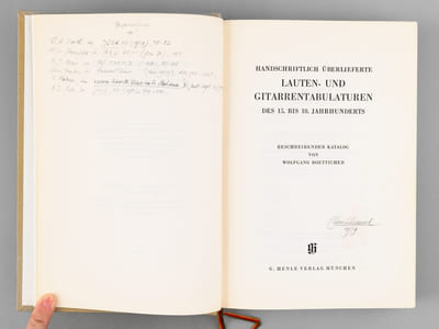 Handschriftlich Uberlieferte Lauten- und Gitarrentabulaturen des 15. bis 18. Jahrhunderts.  Beschreibender Katalog. RISM Répertoire International des Sources Musicales