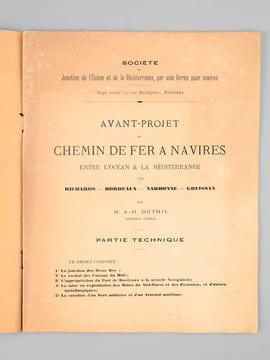 Avant-projet du Chemin de Fer à Navires entre l'Océan et la Méditerranée par Richards - Bordeaux - Narbonne - Gruissan par M. A.-H. Duthil. Partie ...