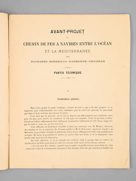 Avant-projet du Chemin de Fer à Navires entre l'Océan et la Méditerranée par Richards - Bordeaux - Narbonne - Gruissan par M. A.-H. Duthil. Partie ...