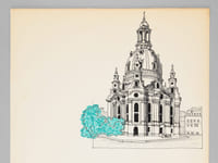 Une Eglise baroque [ Frauenkirche à Dresde - Dossier manuscrit d'un élève architecte de 2e classe de l'ERAB (Ecole Régionale d'Architecture de Bordeaux) en 1962 ]