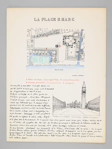Venise [ Place Saint-Marc ; Eglise Santa Maria della Salute - Dossier manuscrit d'un élève architecte de 2e classe de l'ERAB (Ecole Régionale d'Architecture de Bordeaux) en 1962 ]