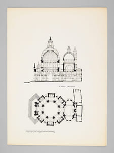Venise [ Place Saint-Marc ; Eglise Santa Maria della Salute - Dossier manuscrit d'un élève architecte de 2e classe de l'ERAB (Ecole Régionale d'Architecture de Bordeaux) en 1962 ]