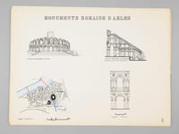 Grèce - Gaule Romaine [ Olympie ; Monuments romains d'Arles ;  - Dossier manuscrit d'un élève architecte de 2e classe de l'ERAB (Ecole Régionale d'Architecture de Bordeaux) en 1962 ]