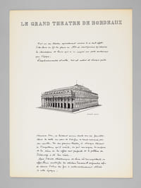 Deux édifices publics [ Hôtel de Ville de La Rochelle - Le Grand Théâtre de Bordeaux - Dossier manuscrit d'un élève architecte de 2e classe de l'ERAB (Ecole Régionale d'Architecture de Bordeaux) en 1962 ]