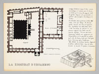Perse - Assyrie [ La Ziggurat d'Urnammou - Persépolis - Dossier manuscrit d'un élève architecte de 2e classe de l'ERAB (Ecole Régionale d'Architecture de Bordeaux) en 1962 ]