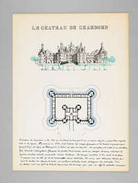 Un Château du XVIe [ Le Château de Chambord - Dossier manuscrit d'un élève architecte de 1ère classe de l'ERAB (Ecole Régionale d'Architecture de Bordeaux) en 1961 ]
