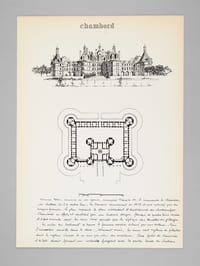 Un Château du XVIe [ Le Château de Chambord - Dossier manuscrit d'un élève architecte de 1ère classe de l'ERAB (Ecole Régionale d'Architecture de Bordeaux) en 1961 ]