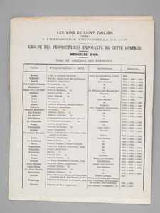 Les Vins de Saint-Emilion (Gironde) à l'Exposition Universelle de 1867 - Médaille d'Or [ Edition originale ]