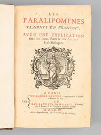 Les Paralipomènes, traduits en françois avec une Explication tirée des Saints Pères & des Auteurs Ecclésiastiques [ Suivi de : ] Esdras et Néhémias, traduits en françois avec une Explication tirée des Saints Pères & des Auteurs Ecclésiastiques. 