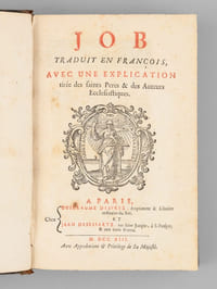 Job, traduit en françois avec une Explication tirée des Saints Pères & des Auteurs Ecclésiastiques.