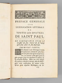 Epistres de Saint Paul (3 Tomes sur 4 ) Tome I : Epistre de Saint Paul aux Romains ; II : Epistres de Saint Paul aux Corinthiens ; III : Epistres de Saint Paul aux Galates, Ephésiens, Philippiens, Colossiens, & Thessaloniciens. Traduites en françois avec l'Explication du sens littéral & du sens spirituel, tirée des Saints Pères & des Auteurs Ecclésiastiques.
