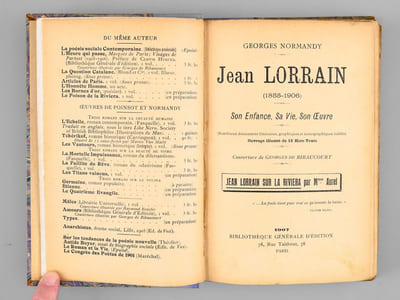 Jean Lorrain (1855-1906) Son Enfance, Sa Vie, Son Oeuvre [ Edition originale ]