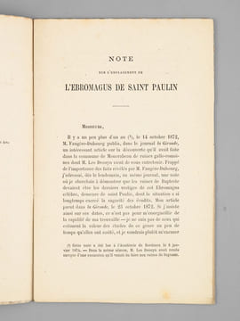 Note sur l'emplacement de l'Ebromagus de Saint Paulin [ Edition originale - Livre dédicacé par l'auteur ] . DEZEIMERIS, Reinhold