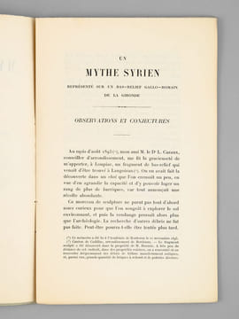 Un Mythe Syrien représenté sur un bas-relief gallo-romain de la Gironde. Observations et Conjectures [ Edition originale - Livre dédicacé par l'auteur ...