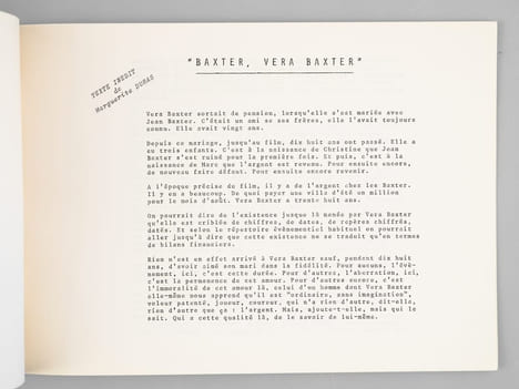 [ Dossier de presse original avec un texte inédit de Marguerite Duras : ] Baxter, Vera Baxter [ Edition originale ] L'Institut National d'Audio-Visuel ...