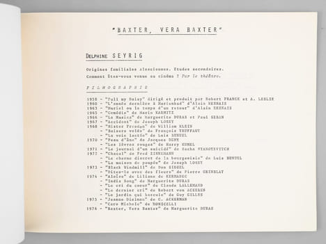 [ Dossier de presse original avec un texte inédit de Marguerite Duras : ] Baxter, Vera Baxter [ Edition originale ] L'Institut National d'Audio-Visuel ...
