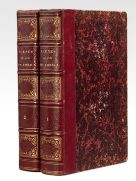 Scènes de la Vie Privée et Publique des Animaux. Etudes de Moeurs contemporaines (2 Tomes - Complet) [ Edition originale ]. GRANDVILLE ; STAHL, P.-J. ...
