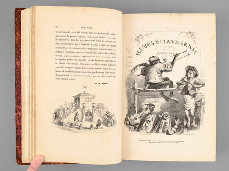 Scènes de la Vie Privée et Publique des Animaux. Etudes de Moeurs contemporaines (2 Tomes - Complet) [ Edition originale ]. GRANDVILLE ; STAHL, P.-J. ...