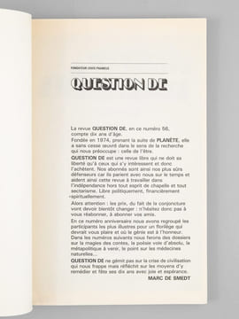 Question de spiritualité, tradition, littératures (lot de 61 numéros, du numéro 1, 4e trimestre 1973 au n° 72 de 1987) : n° 1, 2, 3, 4, 5, 6, 7, 8, 9, ...
