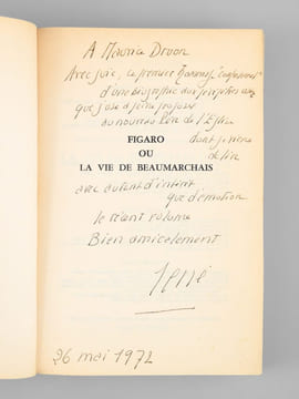 Figaro ou la vie de Beaumarchais [ Livre signé par l'auteur - Envoi à Maurice Druon ]. Duc de Castries [ de La Croix de Castries, René (1908-1986) ]