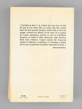 Figaro ou la vie de Beaumarchais [ Livre signé par l'auteur - Envoi à Maurice Druon ]. Duc de Castries [ de La Croix de Castries, René (1908-1986) ]