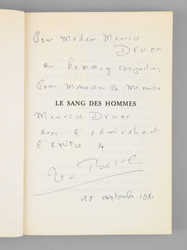 Le sang des hommes [ Livre signé par l'auteur - Envoi à Maurice Druon ]. BERNARD, Jean (1907-2006)