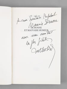 De Bonne et Mauvaise Humeur. Chroniques [ Livre dédicacé par l'auteur à Maurice Druon ]