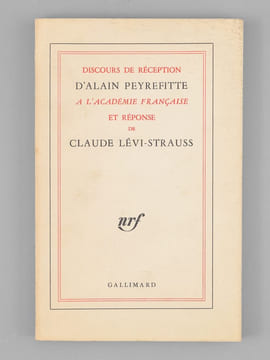Discours de Réception d'Alain Peyrefitte à l'Académie Française et réponse de Claude Lévi-Strauss [ Edition originale - Livre dédicacé par les auteurs ...