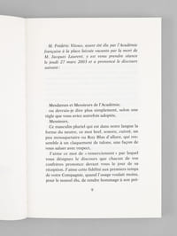 Discours de Réception de Frédéric Vitoux à l'Académie Française et réponse de Michel Déon [ Livre dédicacé par les auteurs à Maurice Druon ] Suivis de l'Allocution d'Erik Orsenna pour la remise de l'épée et du Remerciement de Frédéric Vitoux 
