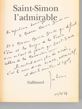 Saint-Simon l'admirable [ Livre dédicacé par l'auteur à Maurice Druon ]. CABANIS, José