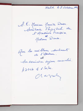 Mémoires (5 Tomes - Complet) [ Livre dédicacé par l'auteur à Maurice Druon ] Tome I : Prime jeunesse ; II : Présence palestinienne et accord du Caire ...