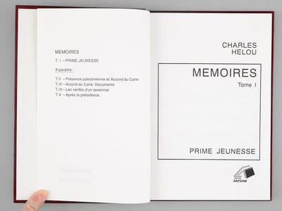 Mémoires (5 Tomes - Complet) [ Livre dédicacé par l'auteur à Maurice Druon ] Tome I : Prime jeunesse ; II : Présence palestinienne et accord du Caire ; III : Accord du Caire. Documents ; IV : Les Vérités d'un Sexennat ; V : Après la Présidence