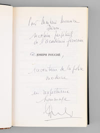 Joseph Fouché [ Livre dédicacé par l'auteur à Maurice Druon ]