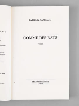 Comme des Rats. Roman [ Livre dédicacé par l'auteur à Maurice Druon ]. RAMBAUD, Patrick