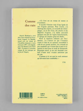 Comme des Rats. Roman [ Livre dédicacé par l'auteur à Maurice Druon ]. RAMBAUD, Patrick