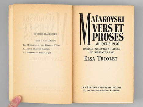 Maïakovski. Vers et Proses [ Livre dédicacé par Elsa Triolet à Maurice Druon ] . MAIAKOVSKI ; TRIOLET, Elsa 