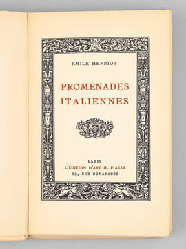 Promenades italiennes [ Livre dédicacé par l'auteur à Maurice Druon ]. HENRIOT, Emile