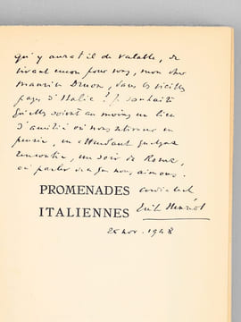 Promenades italiennes [ Livre dédicacé par l'auteur à Maurice Druon ]. HENRIOT, Emile