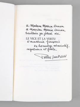 Le Vice et la Vertu. Les corruptibles de Mazarin à nos jours. [ Livre signé par l'auteur - Envoi à Maurice Druon ]. LOMBARD, Paul (1927-2017)