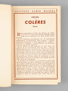 Colères. Roman [ Livre dédicacé par l'auteur à Maurice Druon ]