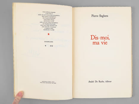 Dis-moi, ma vie [ Livre dédicacé par l'auteur à Maurice Druon ]. SEGHERS, Pierre