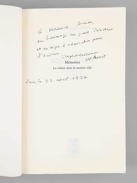 Le voleur dans la maison vide , Mémoires [ Livre signé par l'auteur - Envoi à Maurice Druon ]. REVEL, Jean-François (1924-2006)