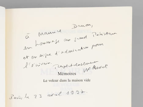 Le voleur dans la maison vide , Mémoires [ Livre signé par l'auteur - Envoi à Maurice Druon ]. REVEL, Jean-François (1924-2006)