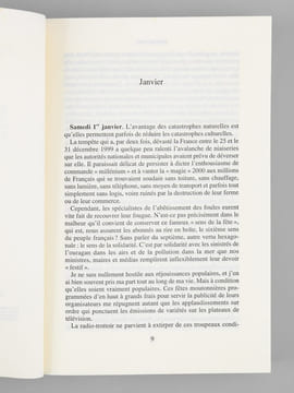 Les plats de saison , journal de l'année 2000  [ Livre signé par l'auteur - Envoi à Maurice Druon ]. REVEL, Jean-François (1924-2006)