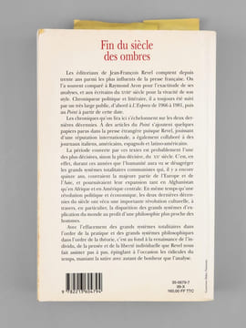 Fin du siècle des ombres , chroniques politiques et littéraires  [ Livre signé par l'auteur - Envoi à Maurice Druon ]. REVEL, Jean-François ...