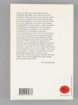 Jean-François Revel : Pourquoi des philosophes ; Pour l'Italie ; Sur Proust ; La cabale des dévots ; Contre censure ; Descartes inutile et incertain [ ...