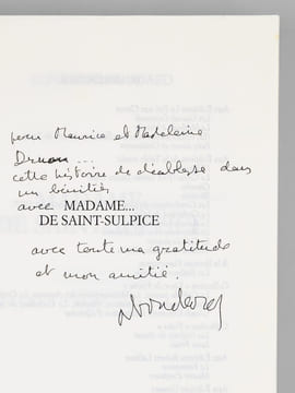 Madame... de Saint-Sulpice. Roman [ Livre signé par l'auteur - Envoi à Maurice Druon ]. BOUDARD, Alphonse