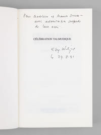 Célébration talmudique - portraits et légendes  [ Livre signé par l'auteur - Envoi à Maurice Druon ]